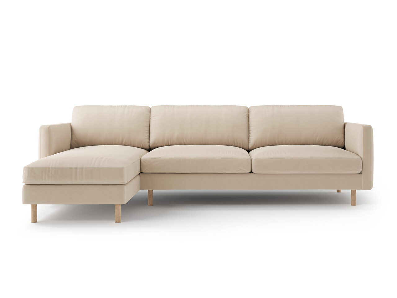 Coltar stanga 4 locuri, Eden, Micadoni Home, 286x150x90 cm, catifea, bej nude - imagine 6